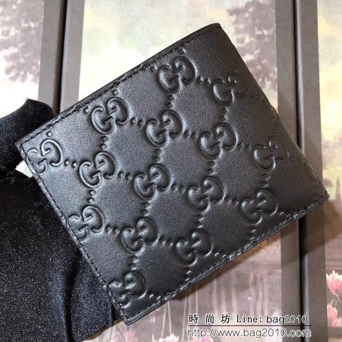 GUCCI古馳 專櫃同步 牛皮壓花 雙G五金 男士雙折皮夾 473916 克壓花皮 WTG1935